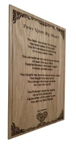 Paws Upon My Heart Clean – Family Friendly Poem Plaque Oak - Image 2