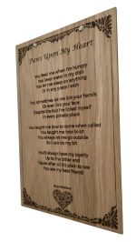 Paws Upon My Heart Clean – Family Friendly Poem Plaque Oak - Image 3